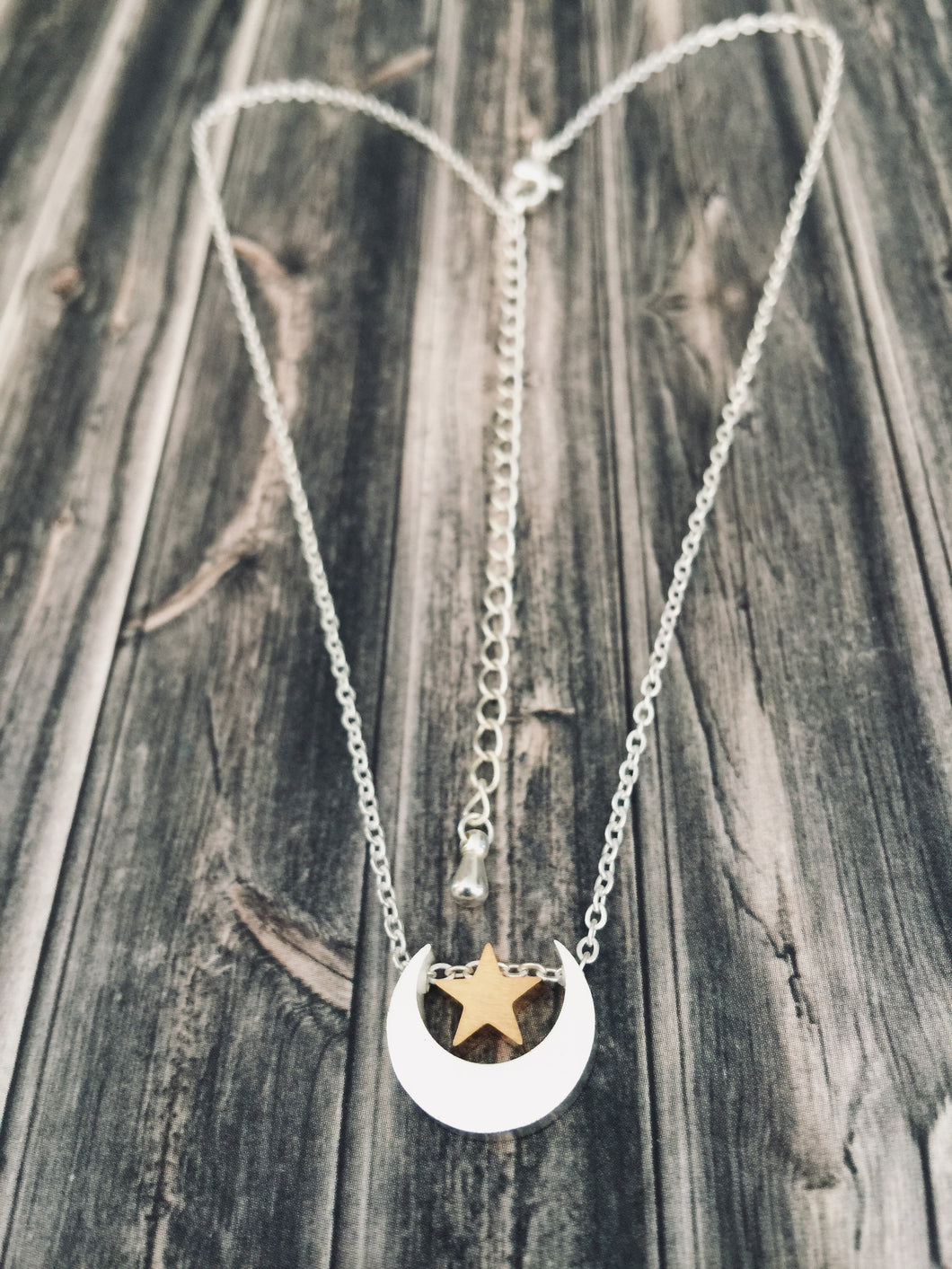 Silver Moon Gold Star Necklace