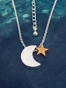 Gold Star Silver Moon Necklace