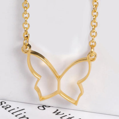 Butterfly Gold Necklace on a white background
