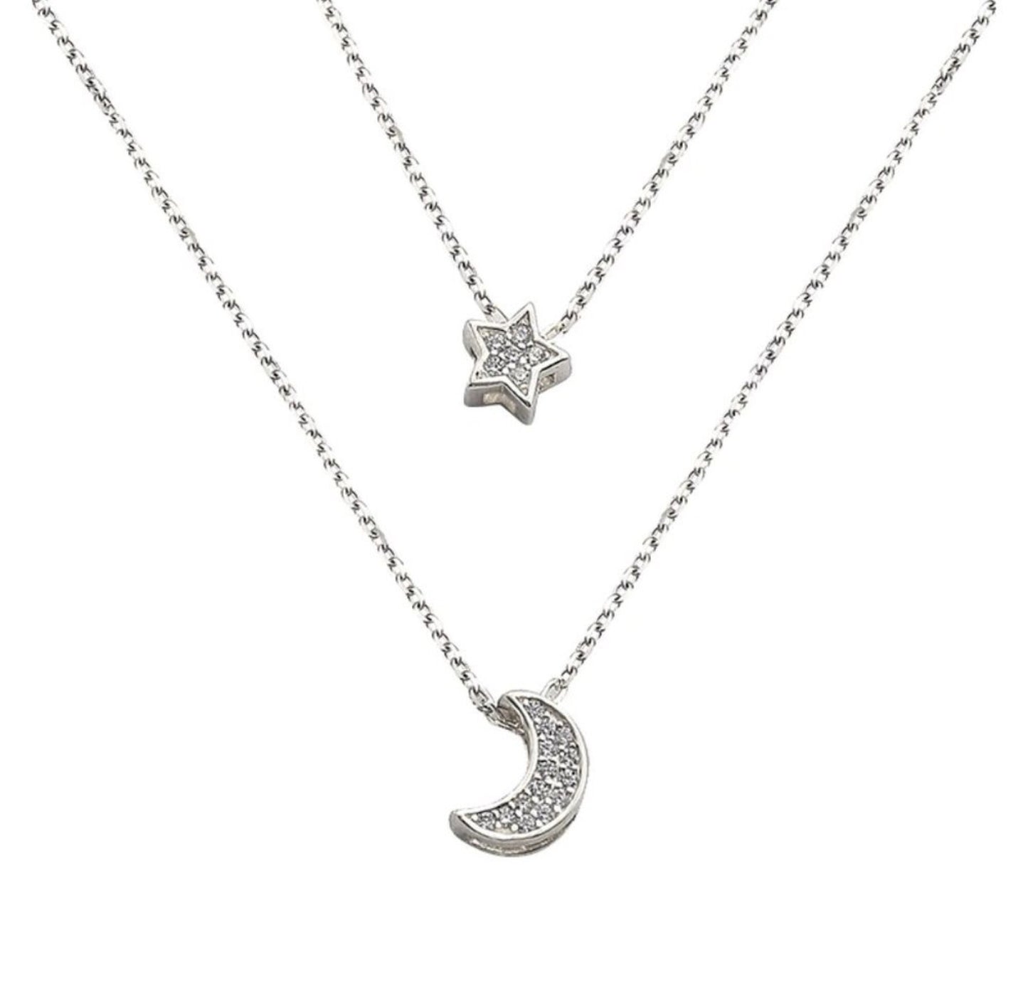 Layered Moon Star Necklace