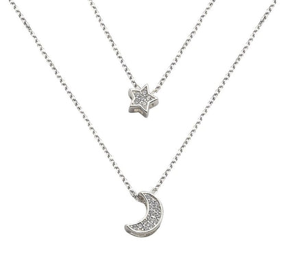 Layered Moon Star Necklace