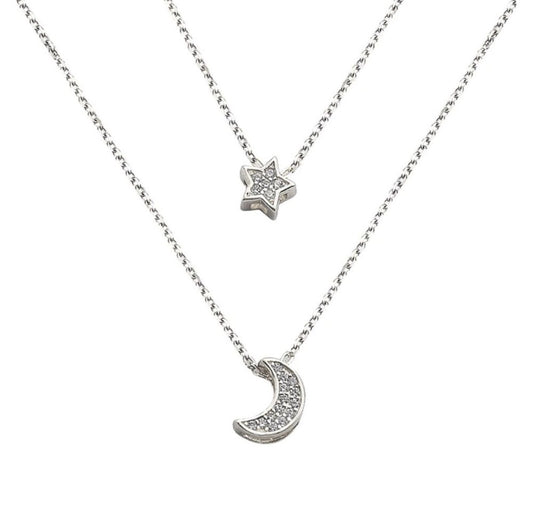 Layered Moon Star Necklace