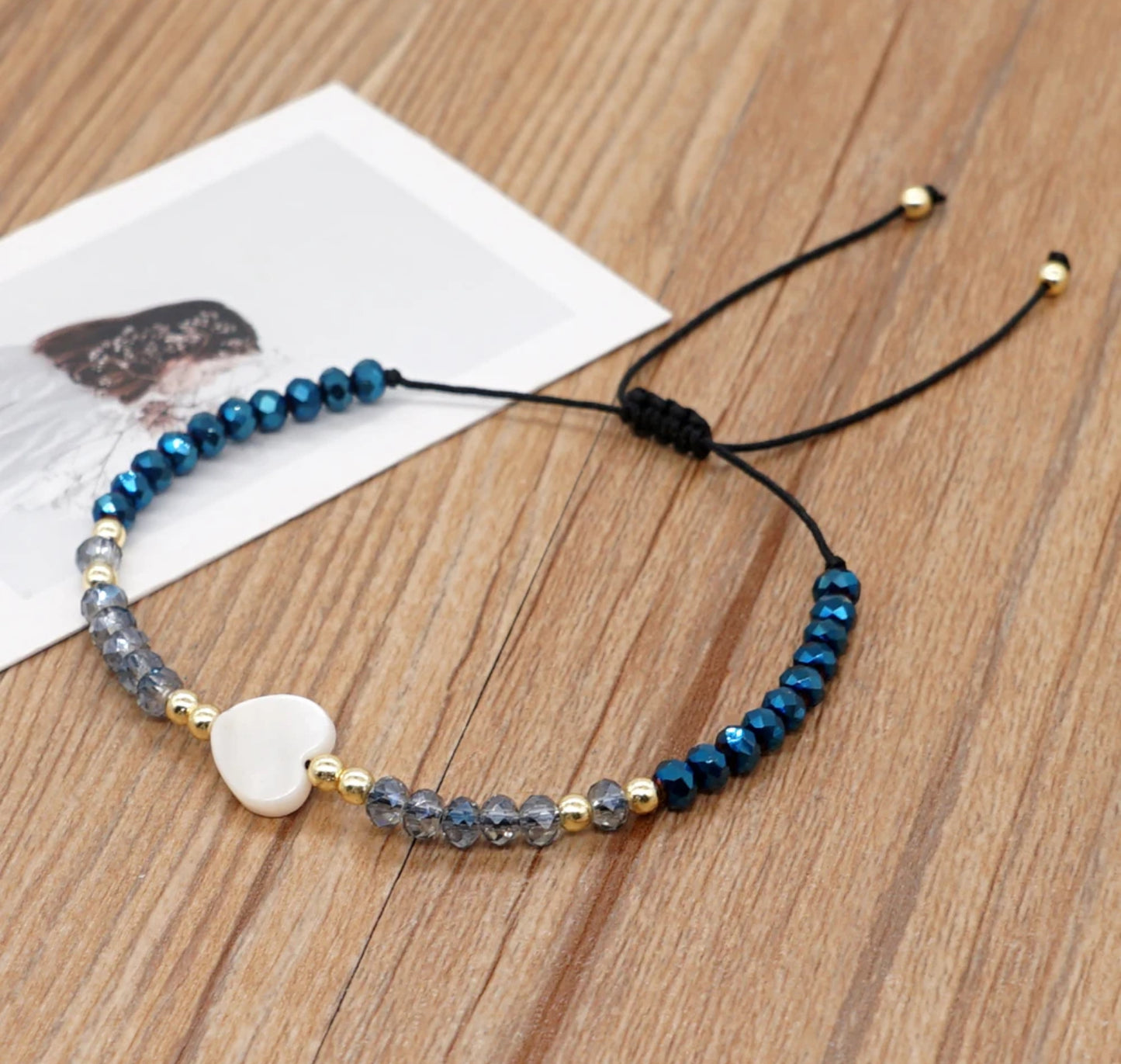Heart Blue Bead Bracelet