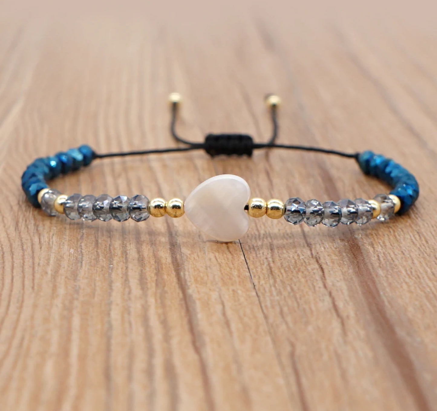 Heart Blue Bead Bracelet