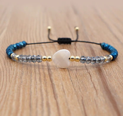 Heart Blue Bead Bracelet