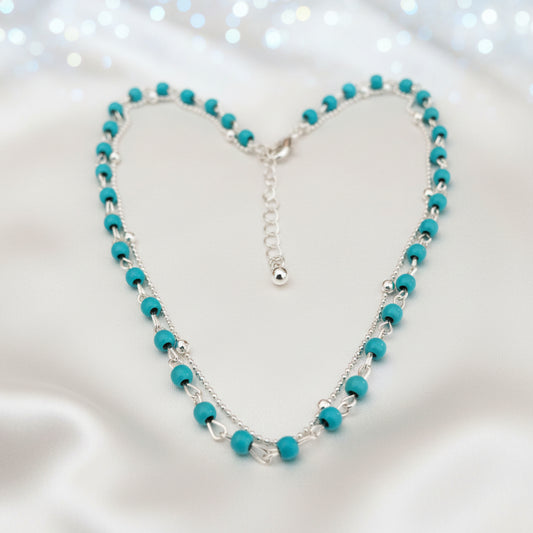 Turquoise Beaded Layered Choker Necklace