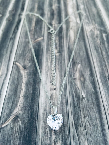 Princess CZ Heart Necklace